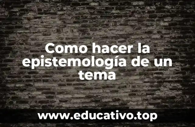 Como hacer la epistemología de un tema