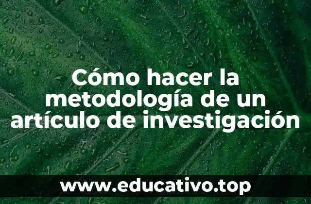 Cómo hacer la metodología de un artículo de investigación