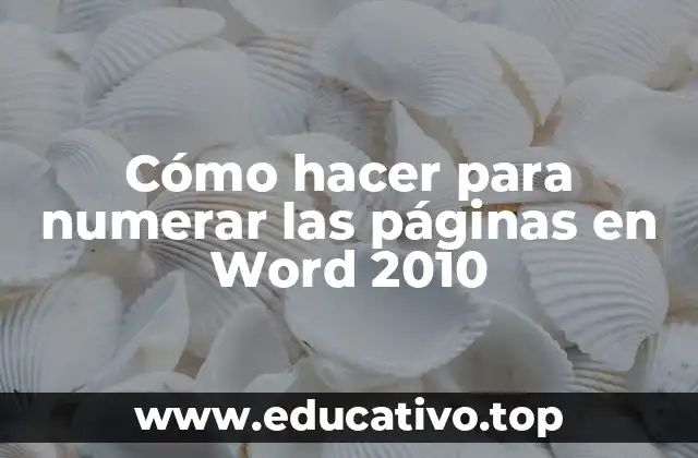 Cómo hacer para numerar las páginas en Word 2010