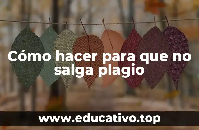 Cómo hacer para que no salga plagio