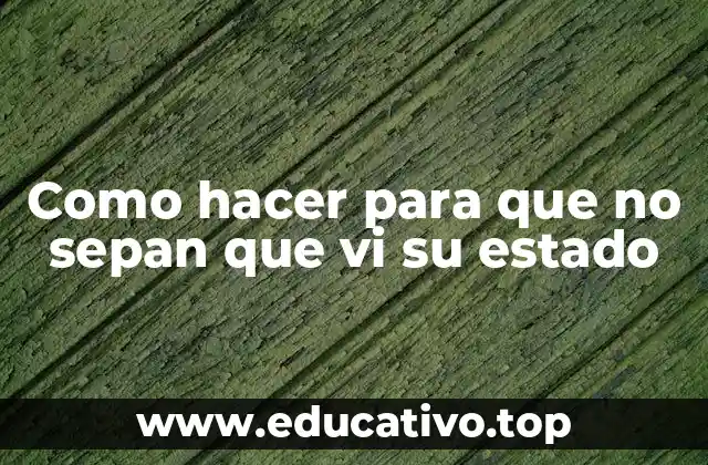 Como hacer para que no sepan que vi su estado