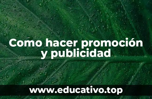 Como hacer promoción y publicidad