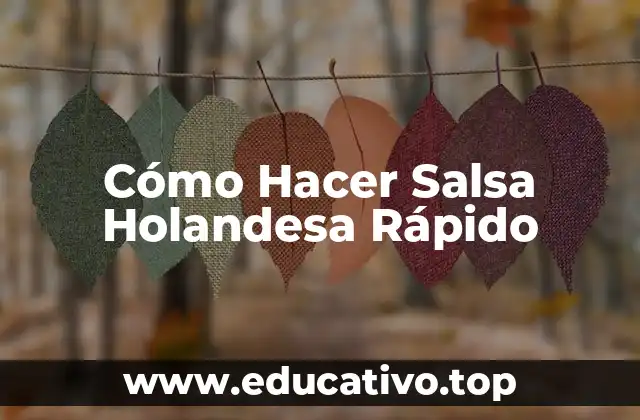 Cómo Hacer Salsa Holandesa Rápido