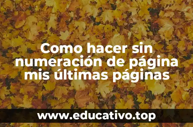 Como hacer sin numeración de página mis últimas páginas