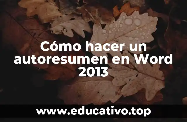 Cómo hacer un autoresumen en Word 2013