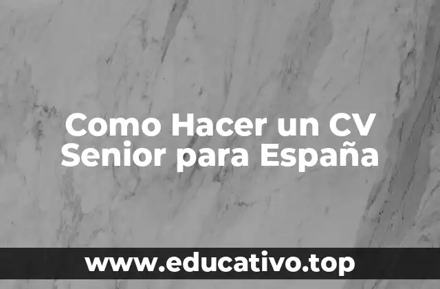 Como Hacer un CV Senior para España