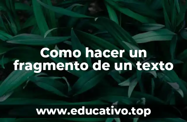 Como hacer un fragmento de un texto