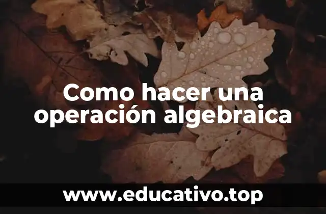Como hacer una operación algebraica