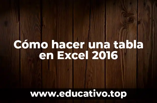 Cómo hacer una tabla en Excel 2016