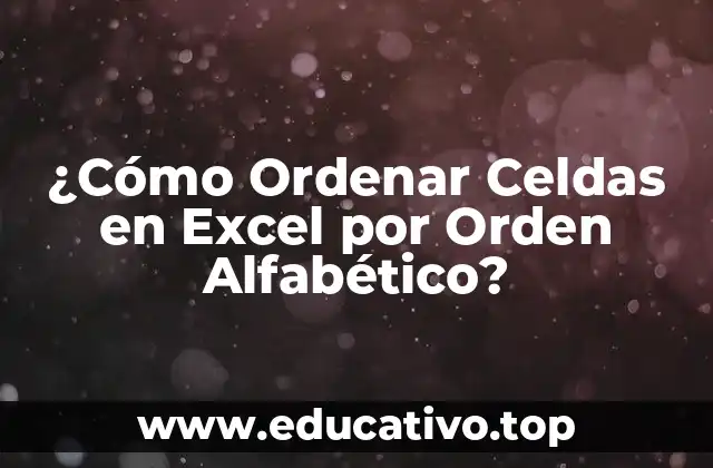 ¿Cómo Ordenar Celdas en Excel por Orden Alfabético?