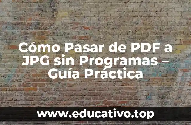 Cómo Pasar de PDF a JPG sin Programas – Guía Práctica