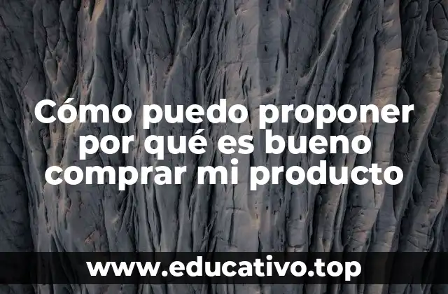 Cómo puedo proponer por qué es bueno comprar mi producto