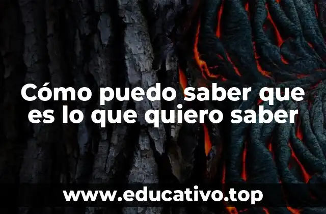 Cómo puedo saber que es lo que quiero saber