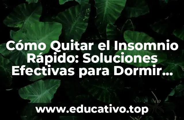 Cómo Quitar el Insomnio Rápido: Soluciones Efectivas para Dormir Mejor