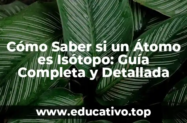 Cómo Saber si un Átomo es Isótopo: Guía Completa y Detallada