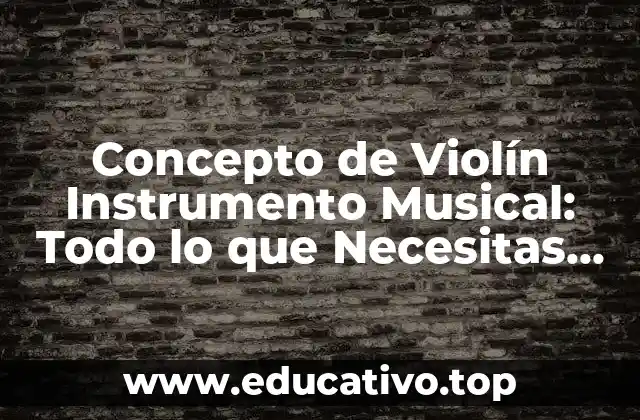 Concepto de Violín Instrumento Musical: Todo lo que Necesitas Saber