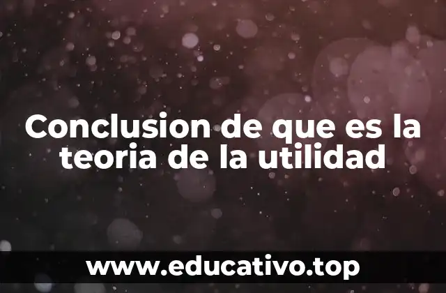 Conclusion de que es la teoria de la utilidad