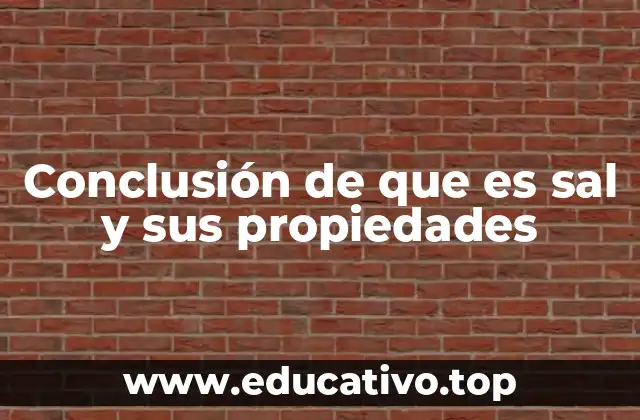 Conclusión de que es sal y sus propiedades