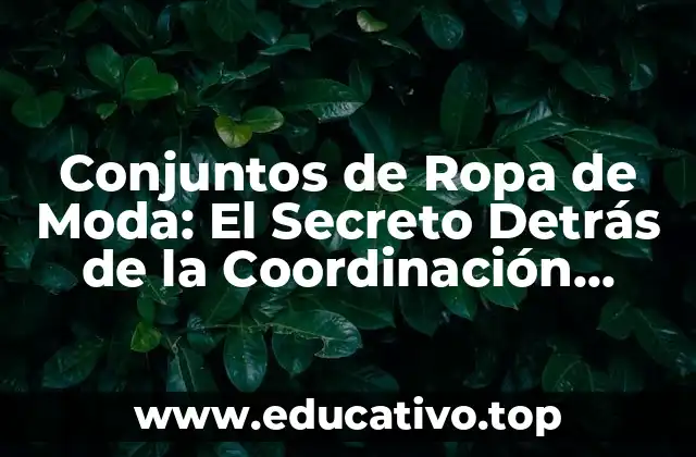 Conjuntos de Ropa de Moda: El Secreto Detrás de la Coordinación Perfecta