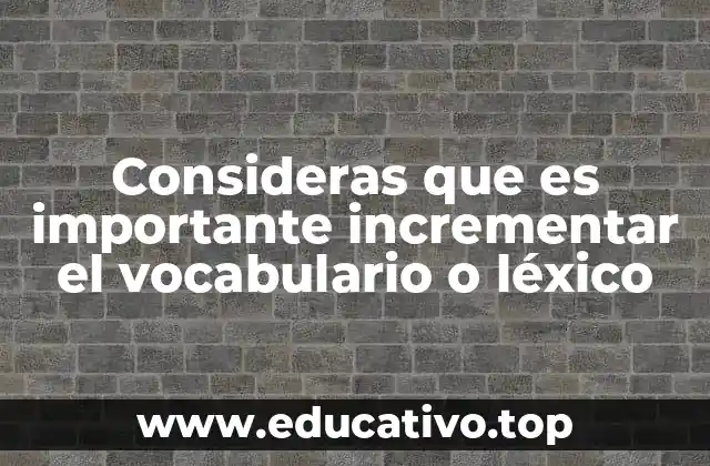 Consideras que es importante incrementar el vocabulario o léxico