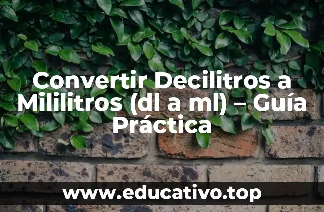 Convertir Decilitros a Mililitros (dl a ml) – Guía Práctica
