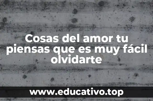 Cosas del amor tu piensas que es muy fácil olvidarte