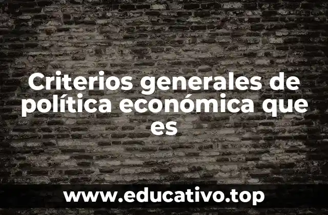 Criterios generales de política económica que es