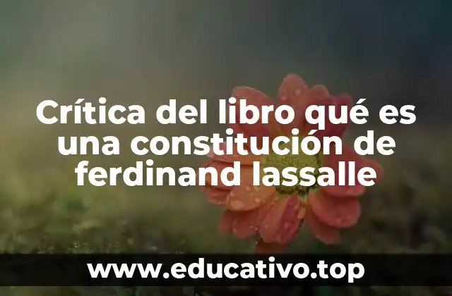 Crítica del libro qué es una constitución de ferdinand lassalle