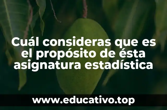 Cuál consideras que es el propósito de ésta asignatura estadística