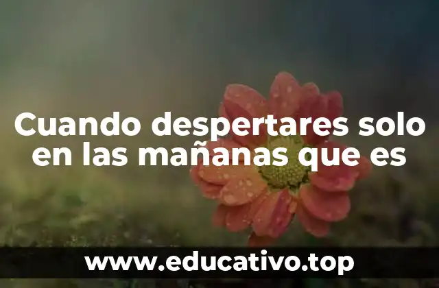Cuando despertares solo en las mañanas que es