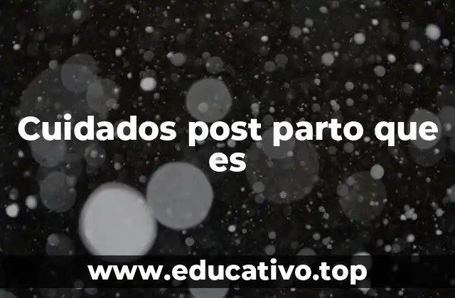 Cuidados post parto que es