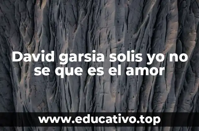 David garsia solis yo no se que es el amor