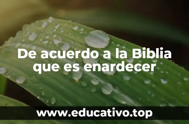 De acuerdo a la Biblia que es enardecer