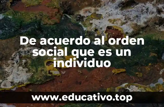 De acuerdo al orden social que es un individuo