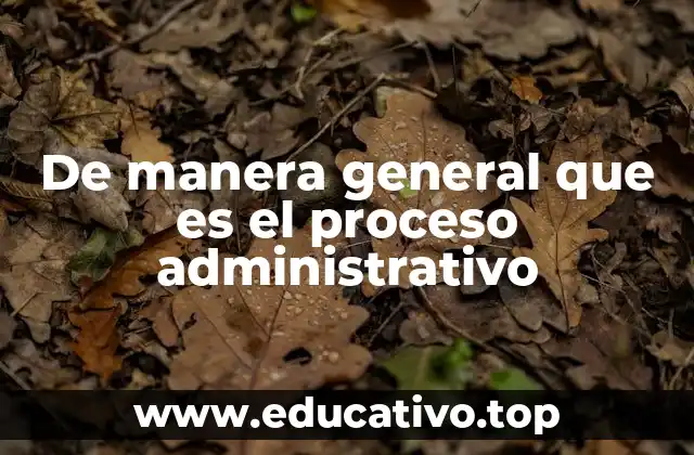 De manera general que es el proceso administrativo