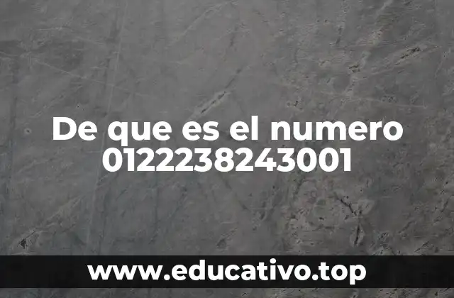 De que es el numero 0122238243001