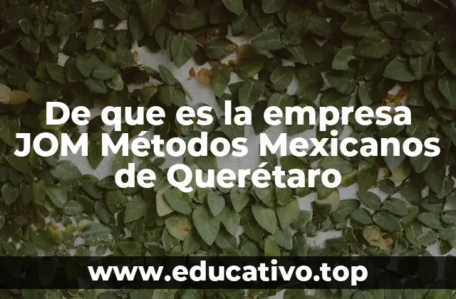 De que es la empresa JOM Métodos Mexicanos de Querétaro