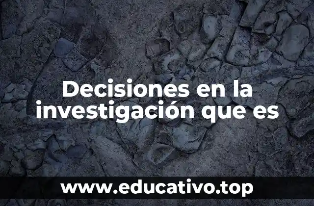 Decisiones en la investigación que es