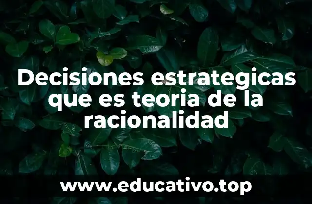 Decisiones estrategicas que es teoria de la racionalidad
