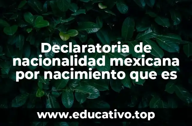 Declaratoria de nacionalidad mexicana por nacimiento que es