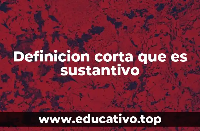 Definicion corta que es sustantivo