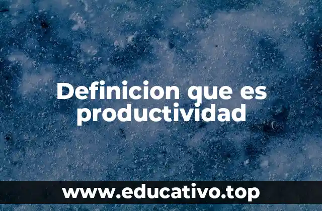 Definicion que es productividad