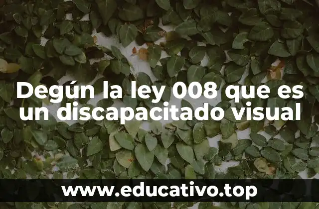 Degún la ley 008 que es un discapacitado visual