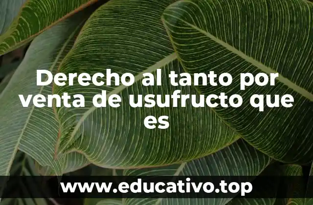 Derecho al tanto por venta de usufructo que es