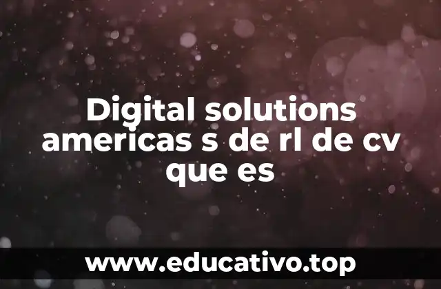 Digital solutions americas s de rl de cv que es