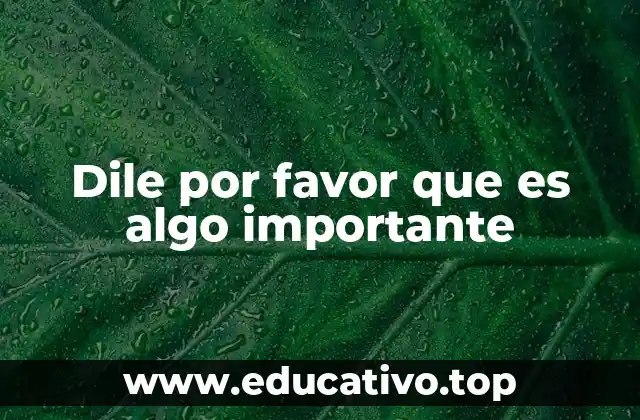 Dile por favor que es algo importante