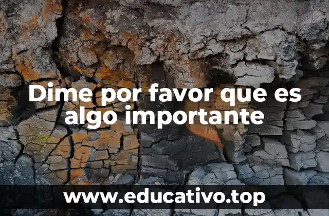 Dime por favor que es algo importante