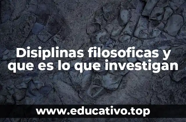 Disiplinas filosoficas y que es lo que investigan