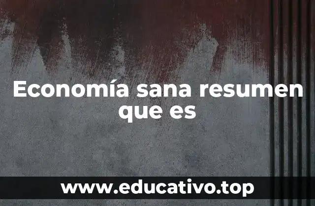 Economía sana resumen que es