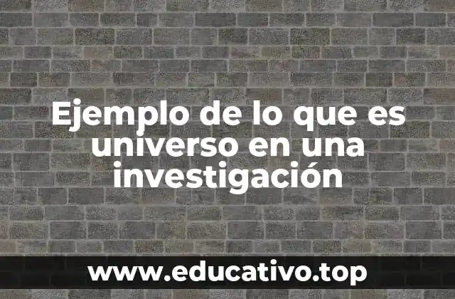 Ejemplo de lo que es universo en una investigación